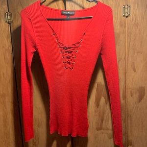 Knitted red blouse